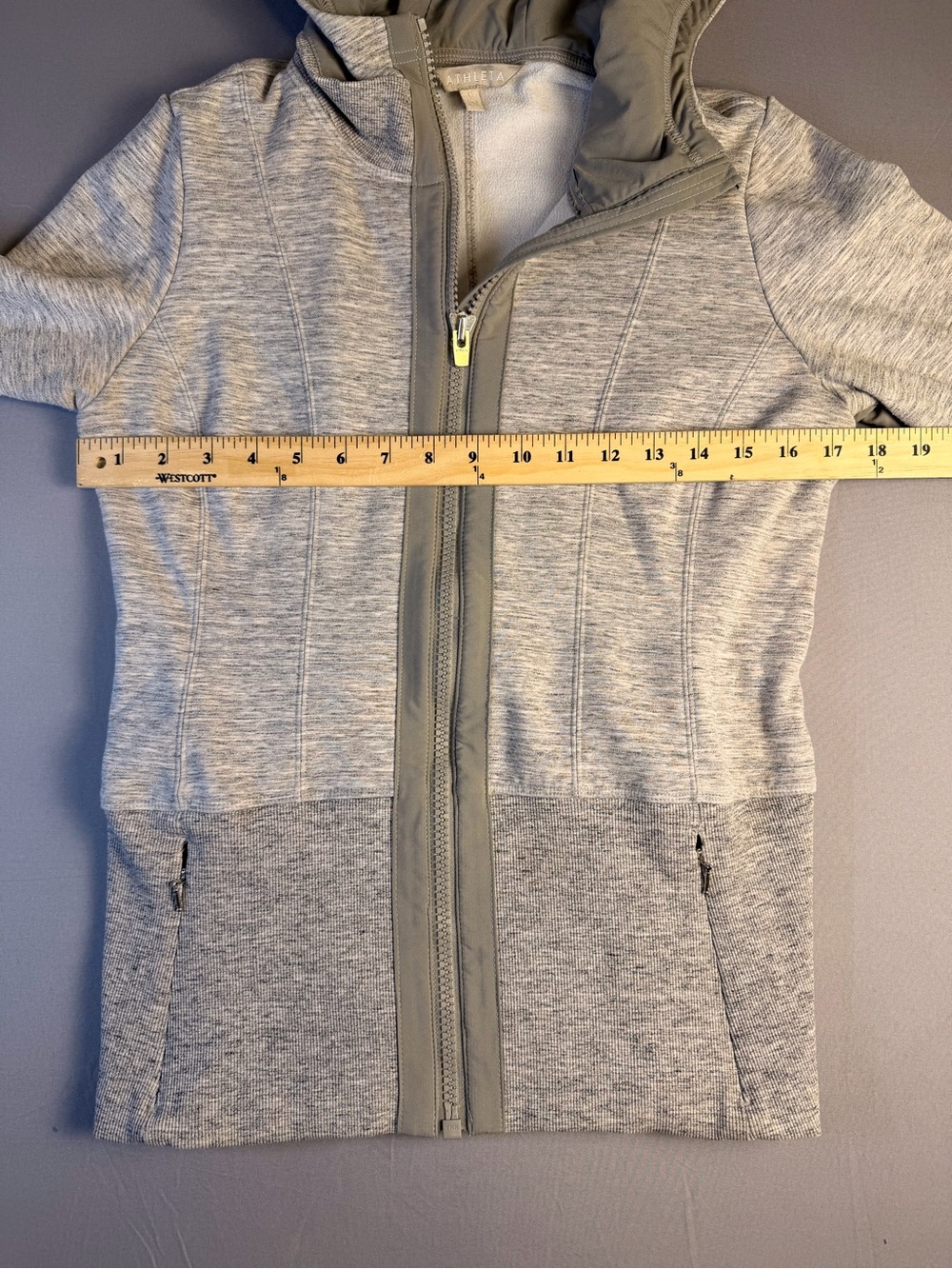 Athleta Women’s Heather Gray Victory Hoody Fitted Zip Jacket Size Small - Picture 8 of 12
